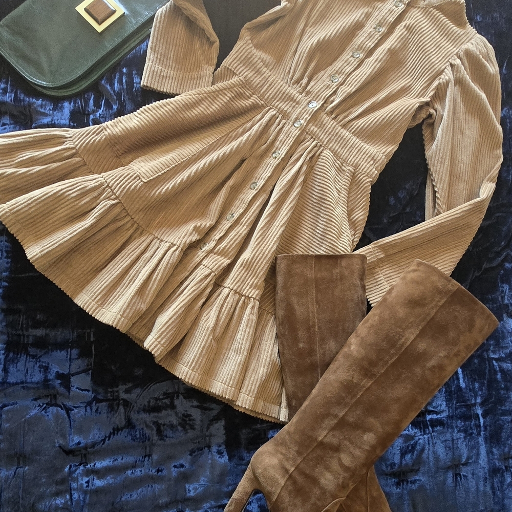 NWT - Fun and Flirty, Thick Corduroy Long Sleeve Dress